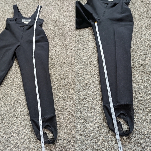 Vintage Obermeyer Black Wool Blend Stirrup Pant Ski Bib Jumpsuit 8S - Picture 9 of 10